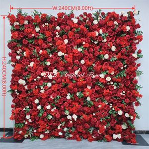 Panneaux muraux de fleurs artificielles réalistes pour la décoration d'événements festifs, mur de fleurs en soie de luxe imperméable - Product Image 2