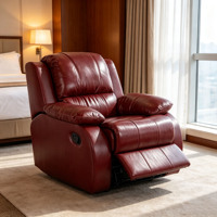 Fauteuil inclinable manuel en cuir PU de style européen, fauteuil inclinable individuel pour la maison, le salon ou le bureau.