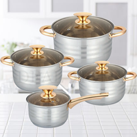 Vente en gros Cuisson Cuisine Ensemble de casseroles et poêles à induction Ensemble de casseroles d'ustensiles de cuisine antiadhésifs Casserole à sauce Batterie de cuisine en acier inoxydable