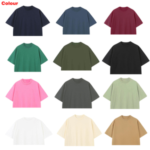 تي شيرت نسائي صيفي قصير من القطن الخالص 230 جرام، مطبوع ومحبوك، فضفاض بأكمام قصيرة، مريح للتنفس، متعدد الاستخدامات لليوغا واللياقة البدنية - Product Image 3