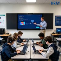 Интерактивная доска HRAY 86 дюймов с двойной системой и 40 точками касания для курсов программирования в старших классах, поддержка OEM/ODM