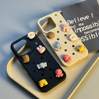Coques de Téléphone Portable 3D DIY pour iPhone 13 14 15 Pro Max, Silicone Souple et Amusant Motif Dessin Animé avec Trous et Breloques, Compatibles Tous Modèles