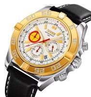 Skmei 9322 Montres à bracelet en cuir doré avec mouvement chronographe étanche à la mode pour hommes Montre de sport à main lumineuse pour hommes