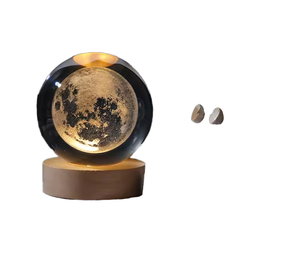 Light up Crystal Laser Milky Way <b>Ball</b> with Wood <b>LED</b> Light Base Plug-In Bedroom Decor - Product Image 1