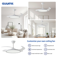 Ventilateur de plafond moderne à moteur DC européen, LED, métal, silencieux, 6 vitesses, télécommande, variateur d'intensité, 20 pouces, 30-34 dB, garantie 10 ans