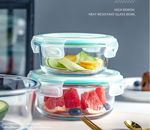 ชุดกล่องอาหารกลางวันทำจากแก้วบรรจุอาหาร3ชิ้นพร้อมฝาปิดชุดแก้วสำหรับเก็บอาหารภาชนะสำหรับเตรียมอาหารแบบสุญญากาศ - Product Image 4