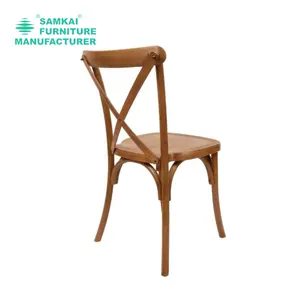 SK-YHY-D001 Stackable Oak Wood Cross Back Chair Elegant Design For Weddings Banquets Events Wholesale USA Durable Seating