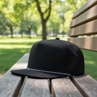 Casquette de baseball imperméable personnalisée à 5 panneaux, 100% polyester, broderie 3D et motif lettres, unisexe, adulte, pour usage extérieur