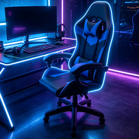 Chaise de bureau pivotante ergonomique en cuir PU à dossier haut, inclinable à 155°, avec accoudoirs articulés et repose-pieds, réglable en hauteur, pour le gaming