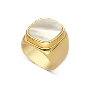 Daidan Free Engraved Chunky Rings Women Ring 925 Sterling Silver Shell Mother Of Pearl Fashion Jewelry Rings