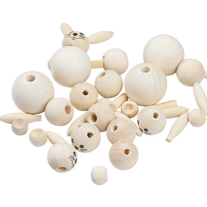 Kit de lapin en bois à faire soi-même avec perles détachées et yeux imprimés pour les activités de peinture et d'artisanat pour enfants de 2 à 4 ans - Product Image 5
