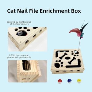 Boîte d'enrichissement interactive pour <span class=keywords><strong>chat</strong></span> avec griffoir et lime à ongles en papier de verre, jouet à friandises anti-stress pour le soin des ongles - Product Image 6