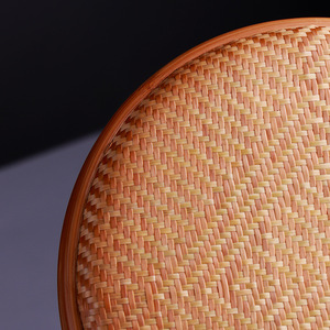 Handmade Bamboo Woven Pu'er Tea Cake Box Round Geometric Pattern Tea Ceremony Accessory - Product Image 4