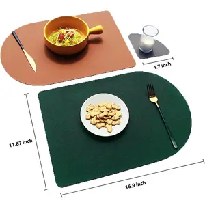 Tapetes de mesa em couro PU com porta-copos conjunto de 4 tapetes antiderrapantes para jantar, cozinha, isolamento resistente ao calor