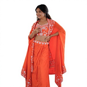 Costume Anarkali pour femmes, imprimé floral blanc, avec dupatta, longueur au sol, tenue de mariage traditionnelle, style Inde Pakistan - Product Image 1