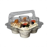Support à Gobelets en PET Transparent Multi-Compartiments (1/2/4/6 Unités) – Porte-Desserts Transparent pour Boulangerie, Café et Emballage à Emporter