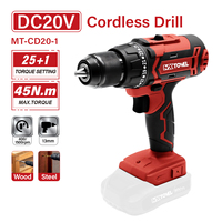 Taladro Percutor Inalámbrico Portátil de Alta Calidad de 20V con Mandril sin Llave, Motor con Escobillas, Batería de Litio de 2.0Ah, Velocidad Variable, OEM, 45Nm de Torque