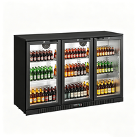 Réfrigérateur commercial à triple porte avec structure en acier peint, refroidissement par air, contrôle numérique, pour comptoir de bar, bières et boissons d'hôtel
