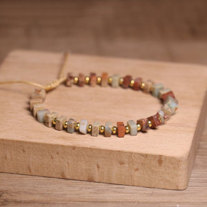 Stile Vintage bracciale in pietra naturale per donna quadrato Agalmatolite treccia di perline braccialetto bohémien guarigione energia pietra gioielli - Product Image 5