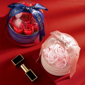 Venta al por mayor de regalo del Día de San Valentín cilindro Rosa flor jabón regalo anillo conjunto cadena pendientes joyeros para novia - Product Image 1