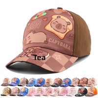 Gorra de Béisbol Infantil de 5 Paneles con Estampado de Capibara, Diseño de Dibujos Animados para Niños y Niñas, Verano