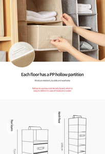 <span class=keywords><strong>Organisateur</strong></span> de vêtements suspendu pliable et portable <span class=keywords><strong>à</strong></span> 6 couches en coton et lin avec rangement pour salle de bain et salon - Product Image 3