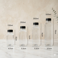 Gobelets en plastique PET carrés de qualité alimentaire en gros, 8oz, 12oz, 16oz, transparents, pour boissons, jus, eau, avec bouchon