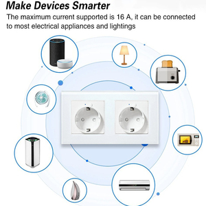 Prise murale électrique 10A avec interrupteur néon, design simple, cadre en verre, 86mm, noir, 2 prises USB, 1 ou 2 modules, prises européennes - Product Image 3