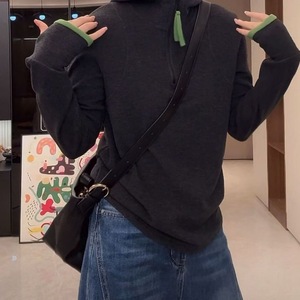 Women's Double-sided Fleece Color-blocked Half-zip Hooded <b>Top</b> Loose Fit Warm Winter Korean Style Base <b>Layer</b> Sweatshirt - Product Image 5