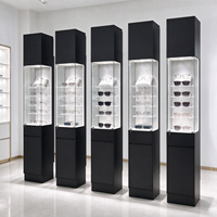 Vitrine à lunettes noire en verre, présentoir lumineux en acrylique, base verrouillable, autoportante, CE ETL pour magasin d'optique
