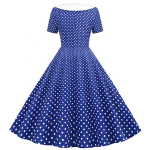 Robes de bal rockabilly vintage des années 50 et 60, robes de soirée évasées à manches des années 1950, vêtements de fête à pois, robe swing - Product Image 4