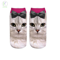 Chaussettes mixtes à impression personnalisée avec motifs de chat et animaux pour femmes, chaussons de haute qualité, vente en gros,
