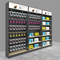 Présentoir mural de comptoir en fer, accessoires pour téléphone portable, vitrine en acier et bois