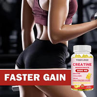 Bonbons gélifiés à la créatine monohydrate 3000 mg, collagène, BCAA, complément nutritionnel sportif pour adultes - Énergie naturelle et soutien immunitaire