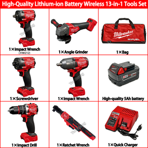 Juego de Herramientas Eléctricas <span class=keywords><strong>Milwaukee</strong></span> de Alta Calidad de 18V, Llave de Impacto Multifuncional, Amoladora Angular con Batería y Cargador, Kit Completo - Product Image 2