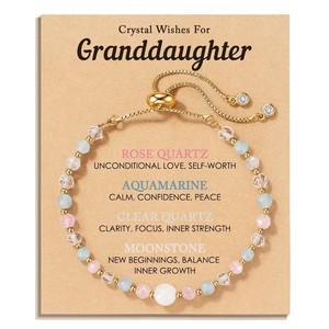 Bracelet coulissant triple protection pour la grossesse, personnalisé avec cristaux de guérison, bijou porte-bonheur perlé, cadeau pour femmes et adolescentes - Product Image 3