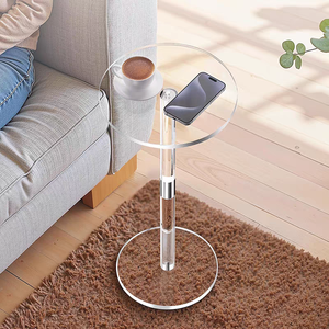 Mesa de Centro Moderna de Acrílico para Espacios Pequeños, Dormitorio/Sala de Estar, 10" L x 10" W x 21.3" H, Mesa Auxiliar/Lateral, Fácil de Armar, Transparente - Product Image 1