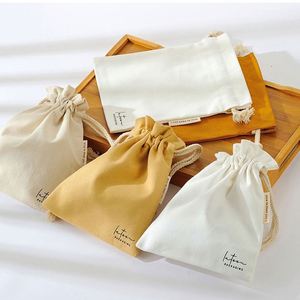 Promotional Custom Logo Printed Cotton <b>Drawstring</b> Dust Bag Small Cotton Jewelry <b>Pouch</b> With Label - Product Image 5