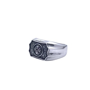 European American Style Titanium Steel Cross <b>Ring</b> <b>Men</b> Retro Silver Fashion Jewelry Gift - Product Image 2