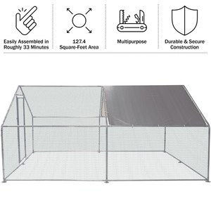 Poulailler en acier galvanisé robuste, type enclos, 3x6x2m - Product Image 1