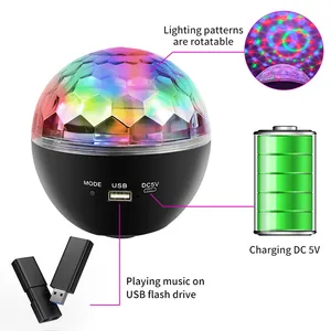 Lampe de nuit LED contrôle sans fil Disco fête lumière décor maison chambre veilleuse RGB Mini boule de cristal lumière magique