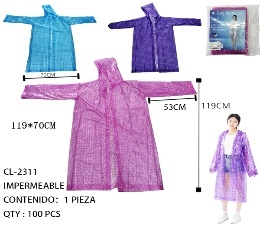 เสื้อกันฝนแบบมีฮู้ด 119x70 ซม. กันน้ำ น้ำหนักเบา ป้องกันฝน สำหรับผู้ใหญ่ ใช้กลางแจ้ง - Product Image 1