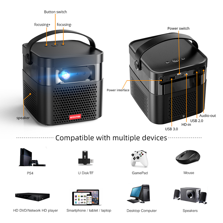 [YIDAHAI P12]300 ANSI LUMENS LED+DLP Portable mini office android mirror selling Hometheater Game Battery smartPhone Projector