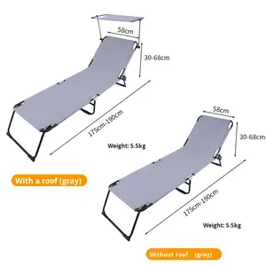Chaise de <span class=keywords><strong>camping</strong></span> d'extérieur pliante et inclinable, portable, multifonction, avec pare-soleil en tissu, pour la pêche, le bureau, la maison, la plage et le bain de soleil sur la plage - Product Image 5