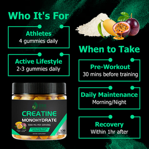 Gomitas de Creatina Monohidrato Vegana Hechas a Medida, 5000mg, Acelera la Recuperación Muscular, Mejora el Rendimiento, 120 Unidades - Product Image 3