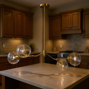 Four <b>Lights</b> Modern Farmhouse Pendant <b>Light</b> Fixture 36 In Length Clear Glass For Kitchen Island <b>Dining</b> Room Chandelier - Product Image 2