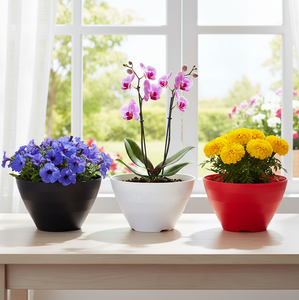 Pot de fleurs rond en plastique coloré pour jardin, pot de plantation durable pour plantes d'intérieur et d'extérieur, pot décoratif pour pépinière - Product Image 2