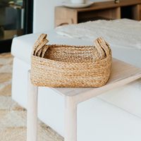 1 panier de rangement élégant en corde de jute naturelle pour étagères, bacs de rangement domestiques, organisateur