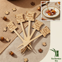 Dankbare bamboe fruitvorkjes, FDA LFGB goedgekeurd, biologisch afbreekbaar, voor desserts en cocktails, voor Thanksgiving.