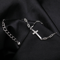 Bracelet minimaliste religieux en argent sterling 925 avec chaîne trombone et croix latérale, bijou pour femme, cadeau